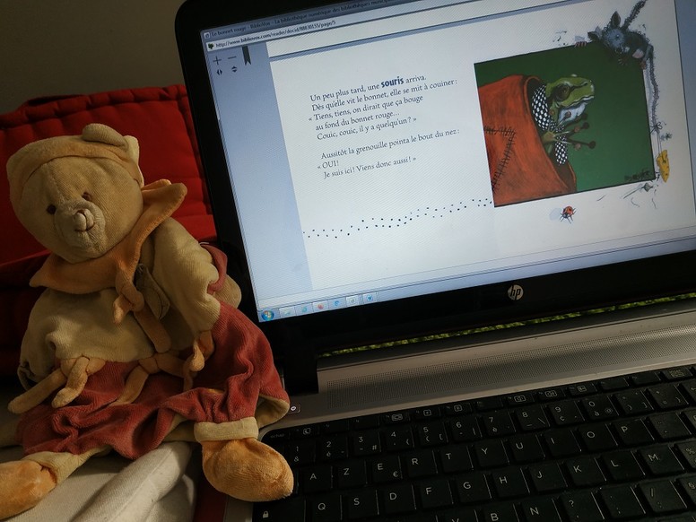 "Le bonnet rouge", de Brigitte Weninger et John A. Rowe (Minedition), est l'un des ebooks recommandé pour les petits par la Bibliothèque Municipale de Lille.
