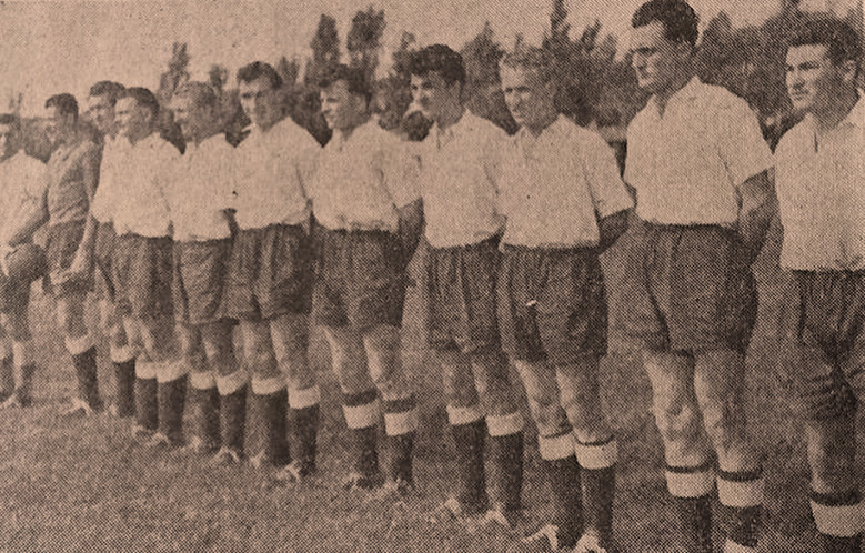 Match amical Rouen vs LOSC 1954 - József Zakariás, second en partant de la droite