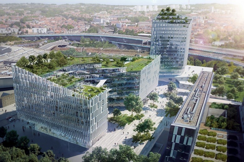Une esquisse du projet de bâtiment de l'Agence européenne des médicaments, à Lille.