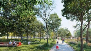 Rue / Jardin Gandhi : perspective