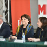 Damien Castelain (président de la MEL), Martine Aubry et Emmanuelle Cosse (ministre du Logement), le 17 mars.