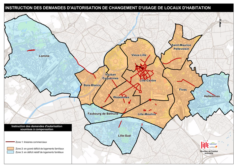 Carte à l'échelle de Lille-Lomme-Hellemmes