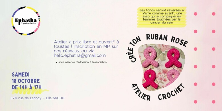 Atelier gouter crochet | Crée ton ruban rose ! #octobrerose