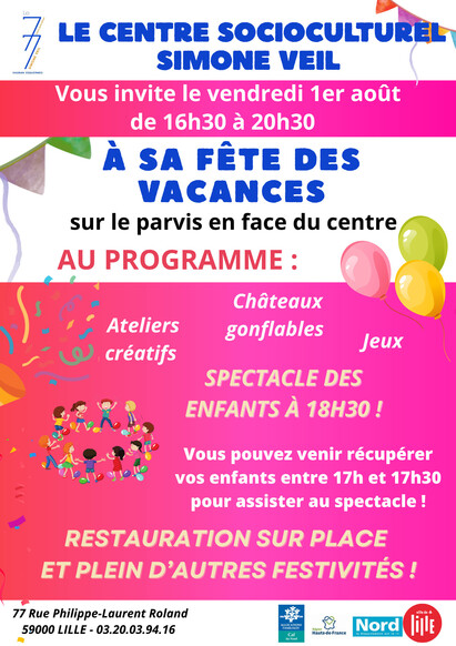 Fête des vacances du centre socioculturel Simone VEIL