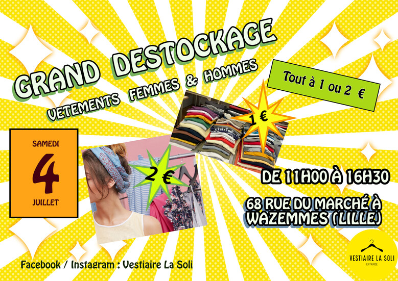 Grand déstockage de vêtements été, femme & homme