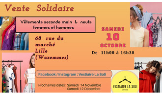 Vente solidaire de vêtements par le "Vestiaire LaSoli"