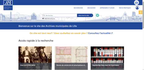 Accueil du site des archives municipales de Lille