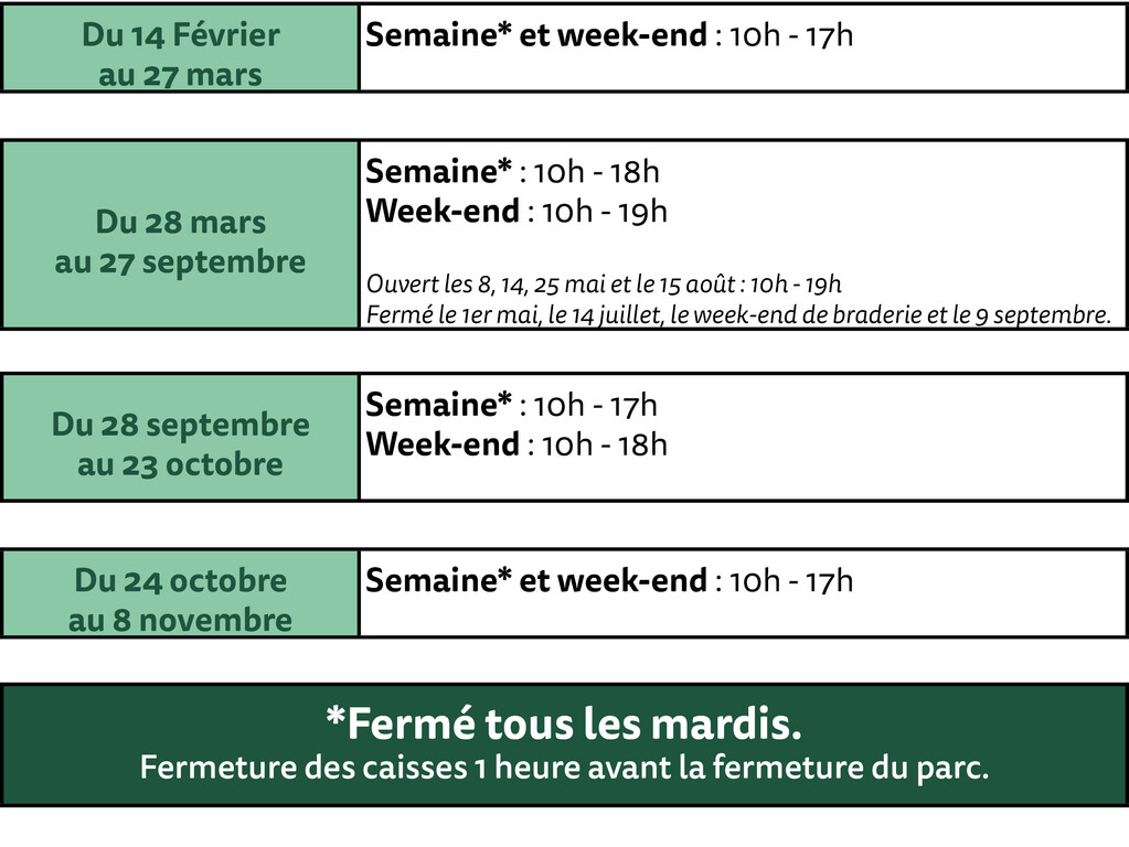 Horaires 2026