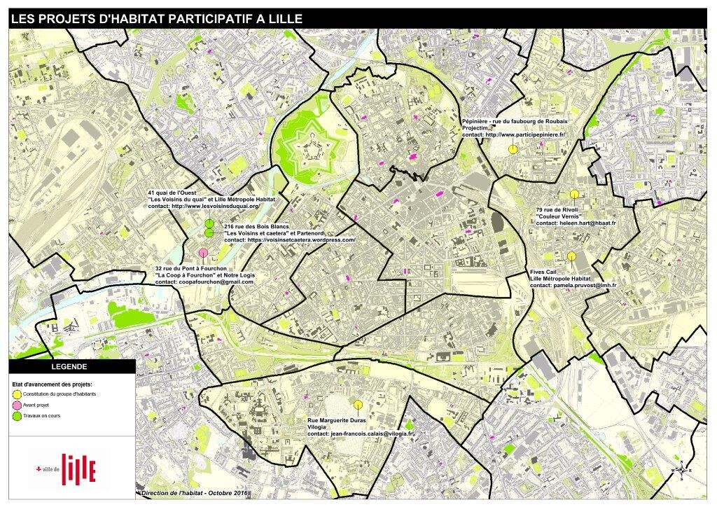 Carte des projets de l'habitat participatif
